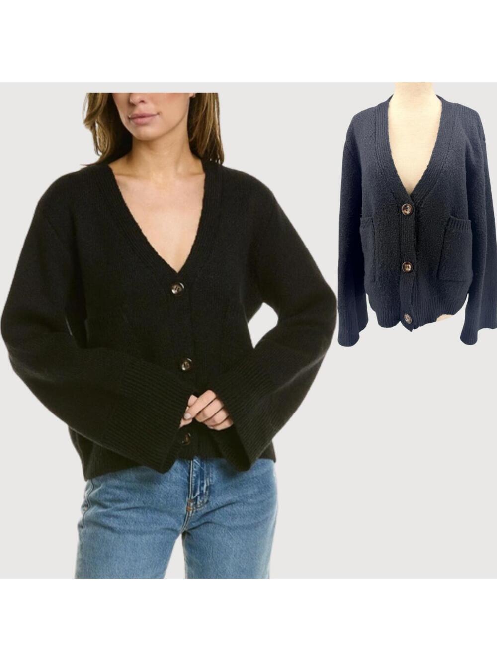 Apparis Marcella Oversized Black Cardigan Sweater Size S
